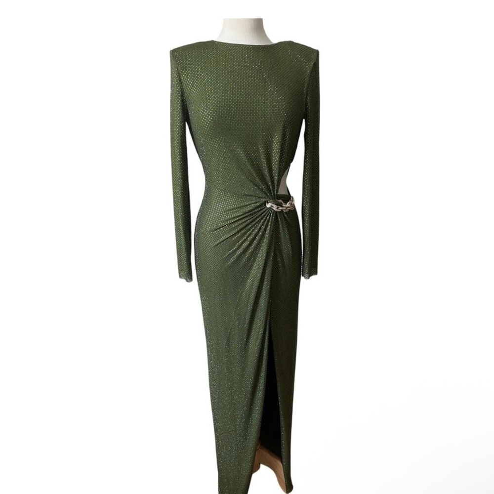 Self-Portrait Sparkling Green Long Sleeve Dress - Picture 9 of 13